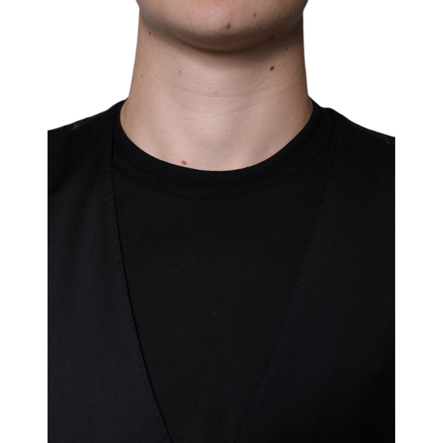 Dolce & Gabbana Black Wool Waistcoat Dress Formal Vest Dolce & Gabbana Rosy Brown
