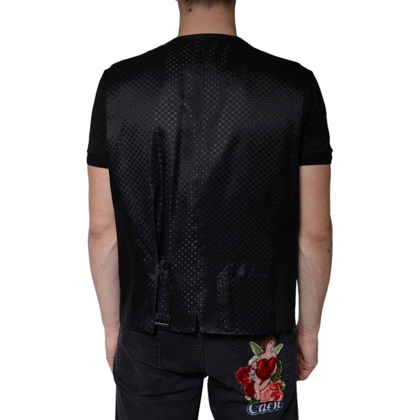 Dolce & Gabbana Black Wool Waistcoat Dress Formal Vest Dolce & Gabbana Black