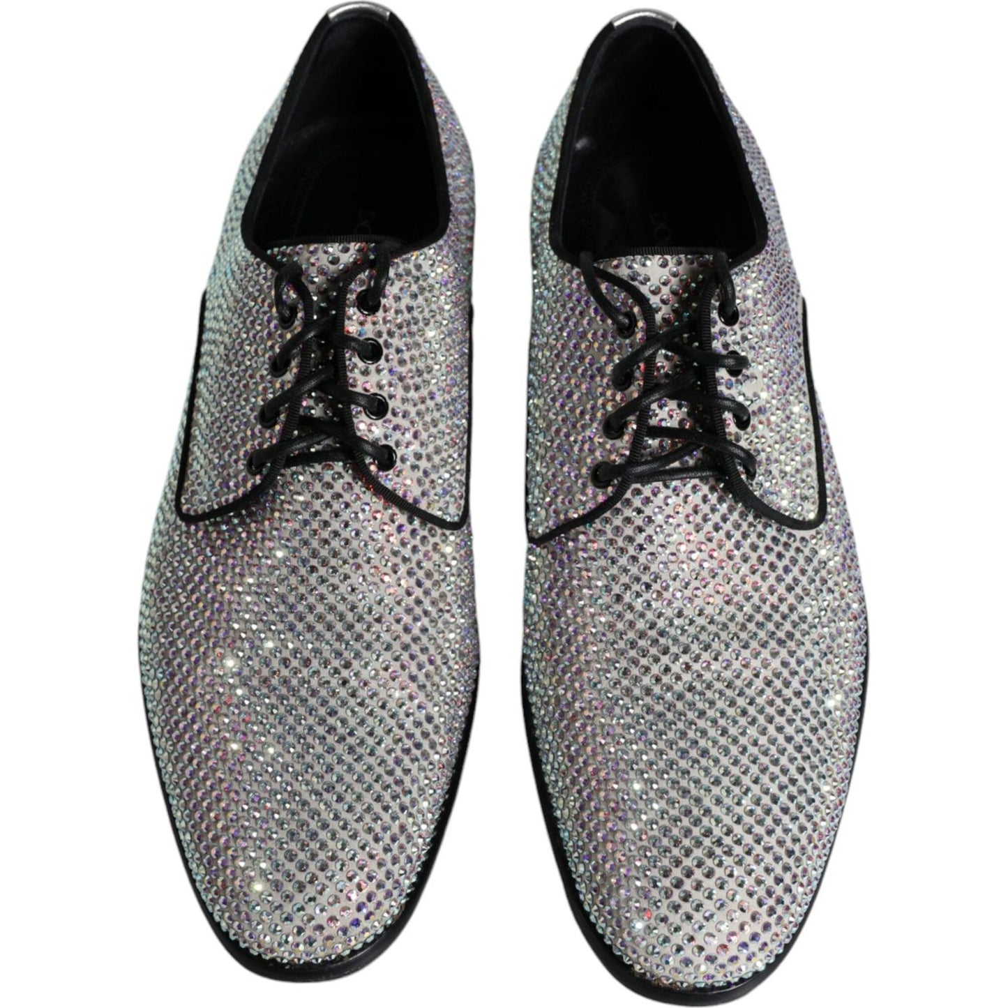 Dolce & Gabbana Silver Leather Rhinestones Derby Dress Shoes Dolce & Gabbana