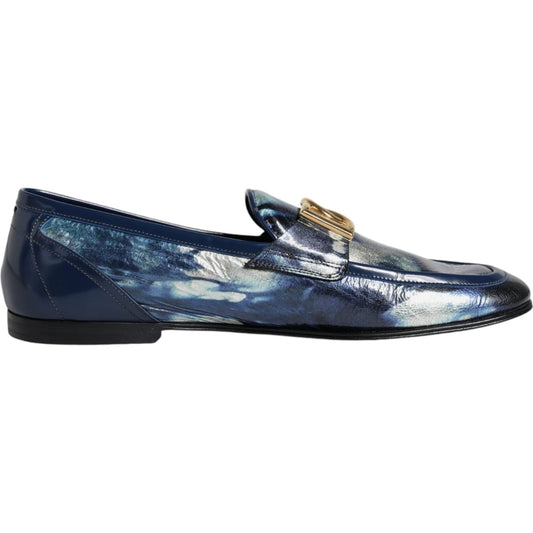 Dolce & Gabbana Blue Tie Dye DG Loafers Formal Shoes