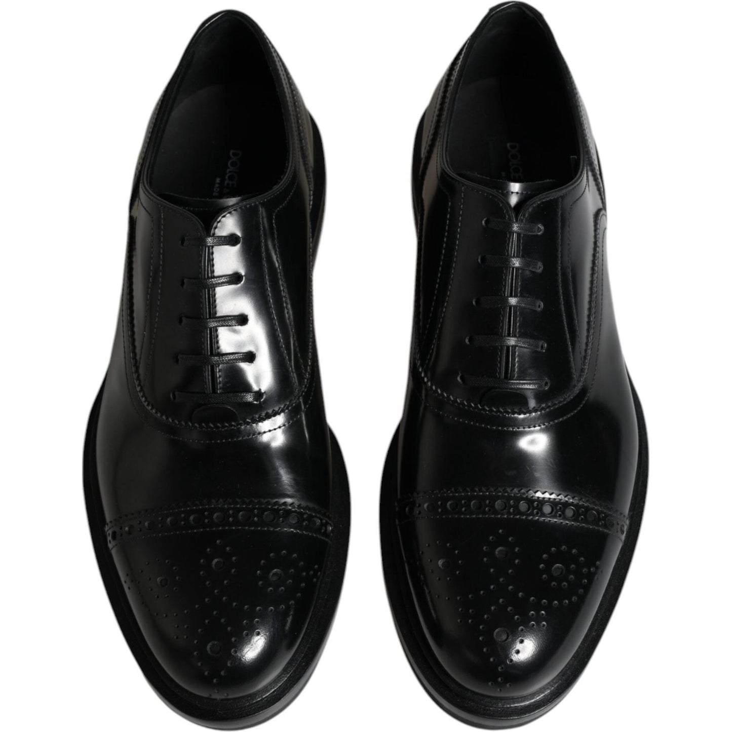 Dolce & Gabbana Black Leather Oxford Wingtip Men Formal Shoes Dolce & Gabbana