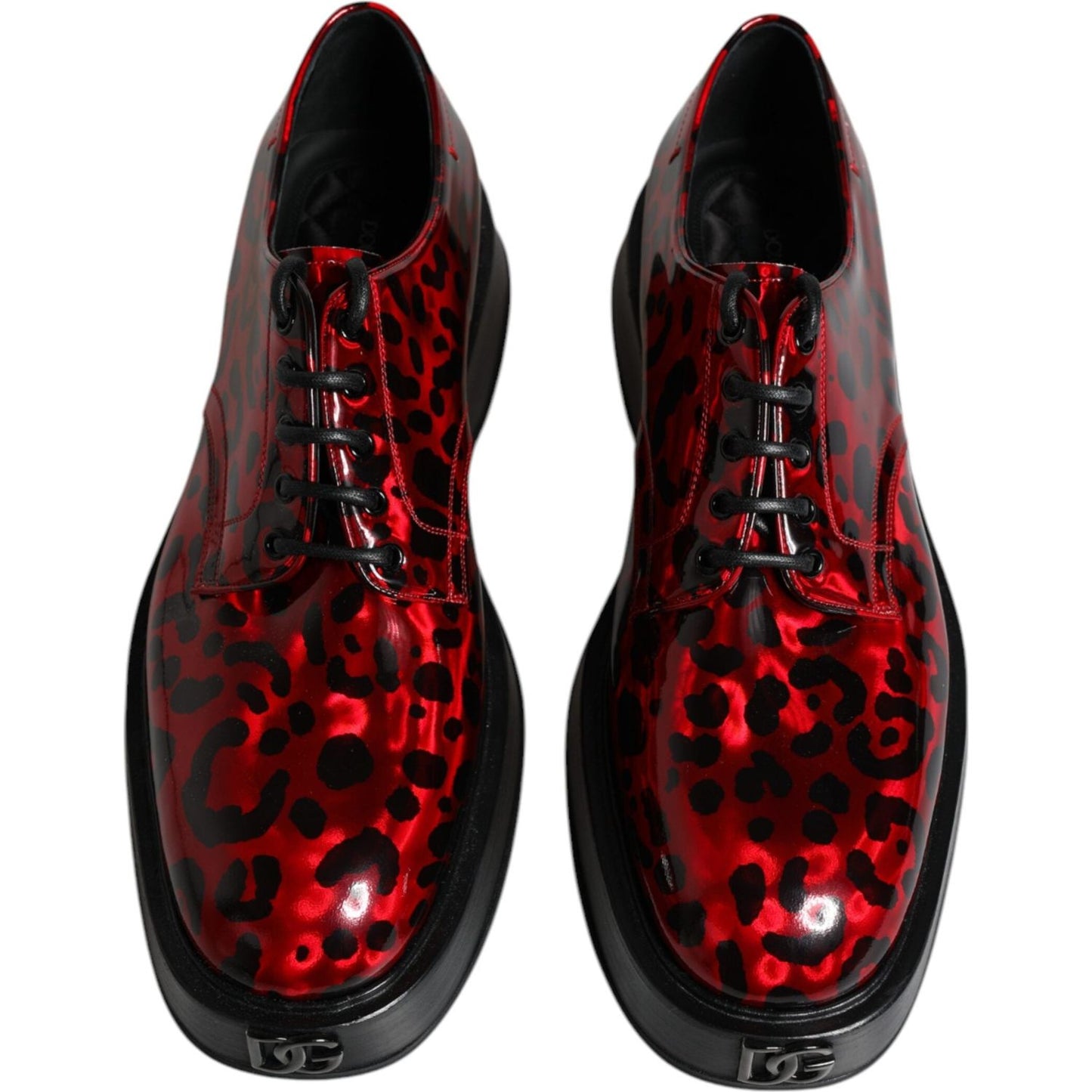 Dolce & Gabbana Red Black Leopard Lace Up Derby Dress Shoes Dolce & Gabbana