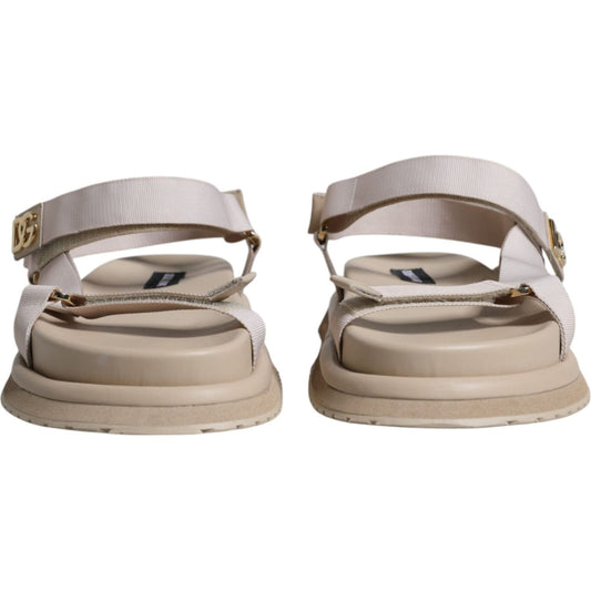 Dolce & Gabbana Beige Nappa Devotion Strap Men Sandals Shoes Dolce & Gabbana