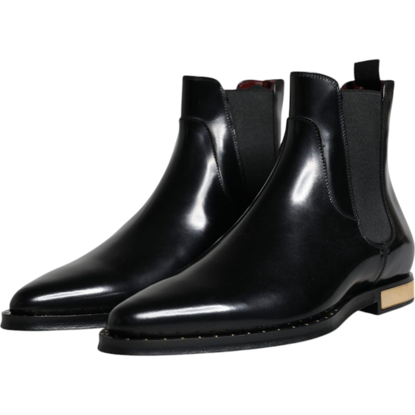 Dolce & Gabbana Black Leather Chelsea Ankle Boots Shoes Dolce & Gabbana