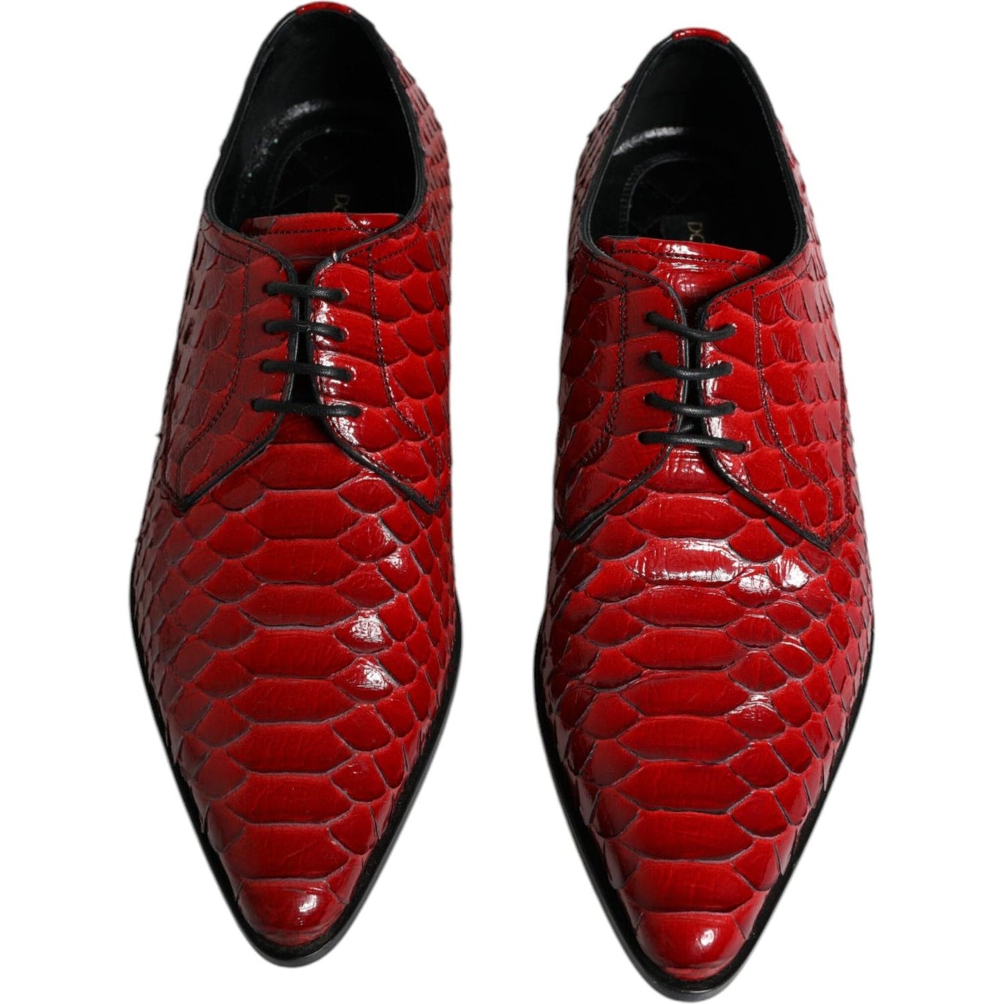 Dolce & Gabbana Red Textured Varnished Derby Men Formal Shoes Dolce & Gabbana