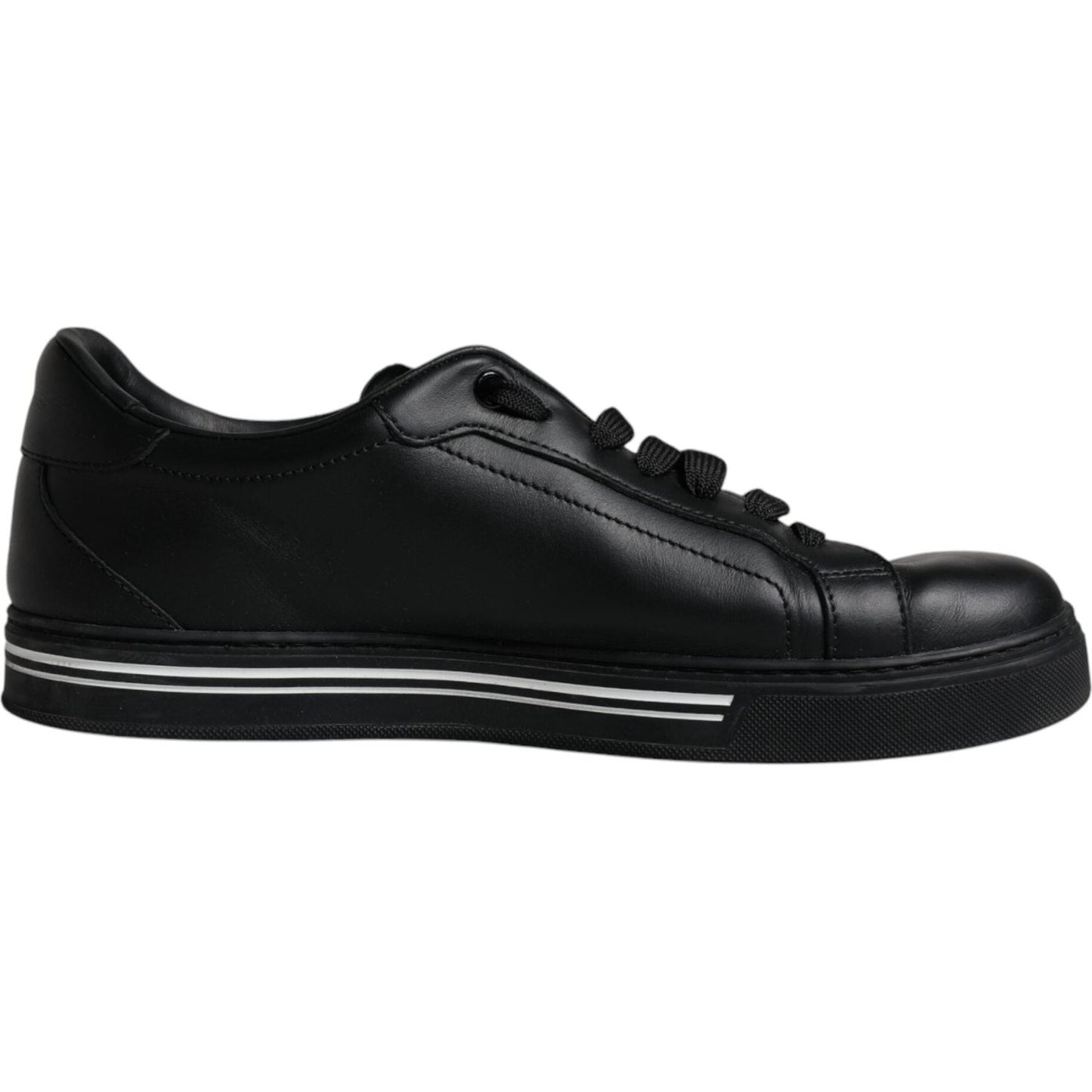 Dolce & Gabbana Black Leather Low Top Sneakers Shoes Dolce & Gabbana