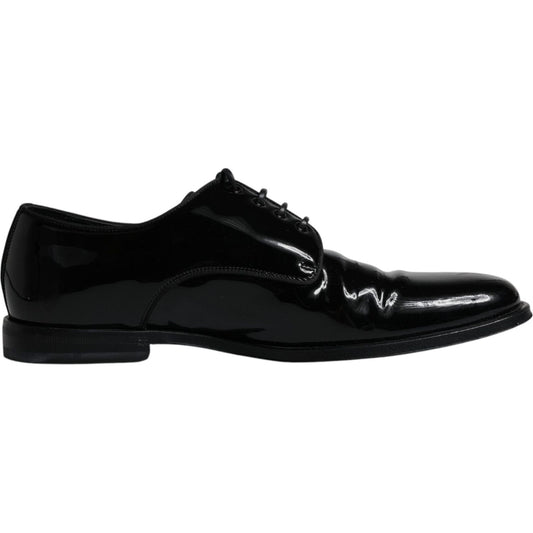 Dolce & Gabbana Black Leather Lace Up Men Derby Formal Shoes Dolce & Gabbana