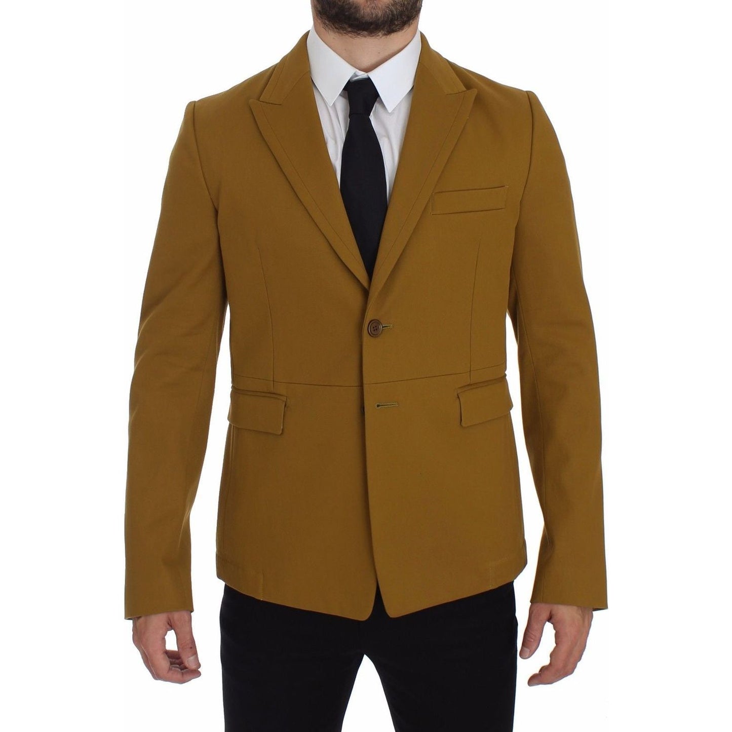 Dolce & Gabbana Elegant Yellow Cotton Blend Casual Blazer Dolce & Gabbana