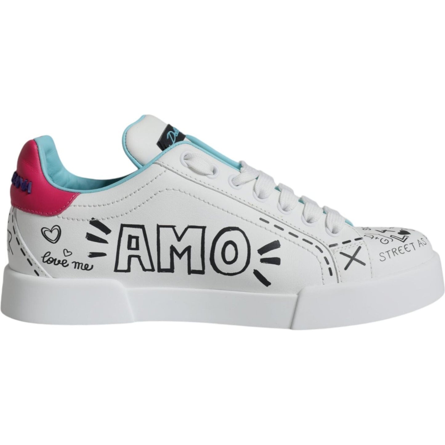 Dolce & Gabbana White Portofino Leather Low Top Sneaker Shoes Dolce & Gabbana