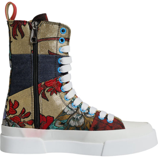 Dolce & Gabbana Multicolor Patchwork High Top Sneakers Shoes