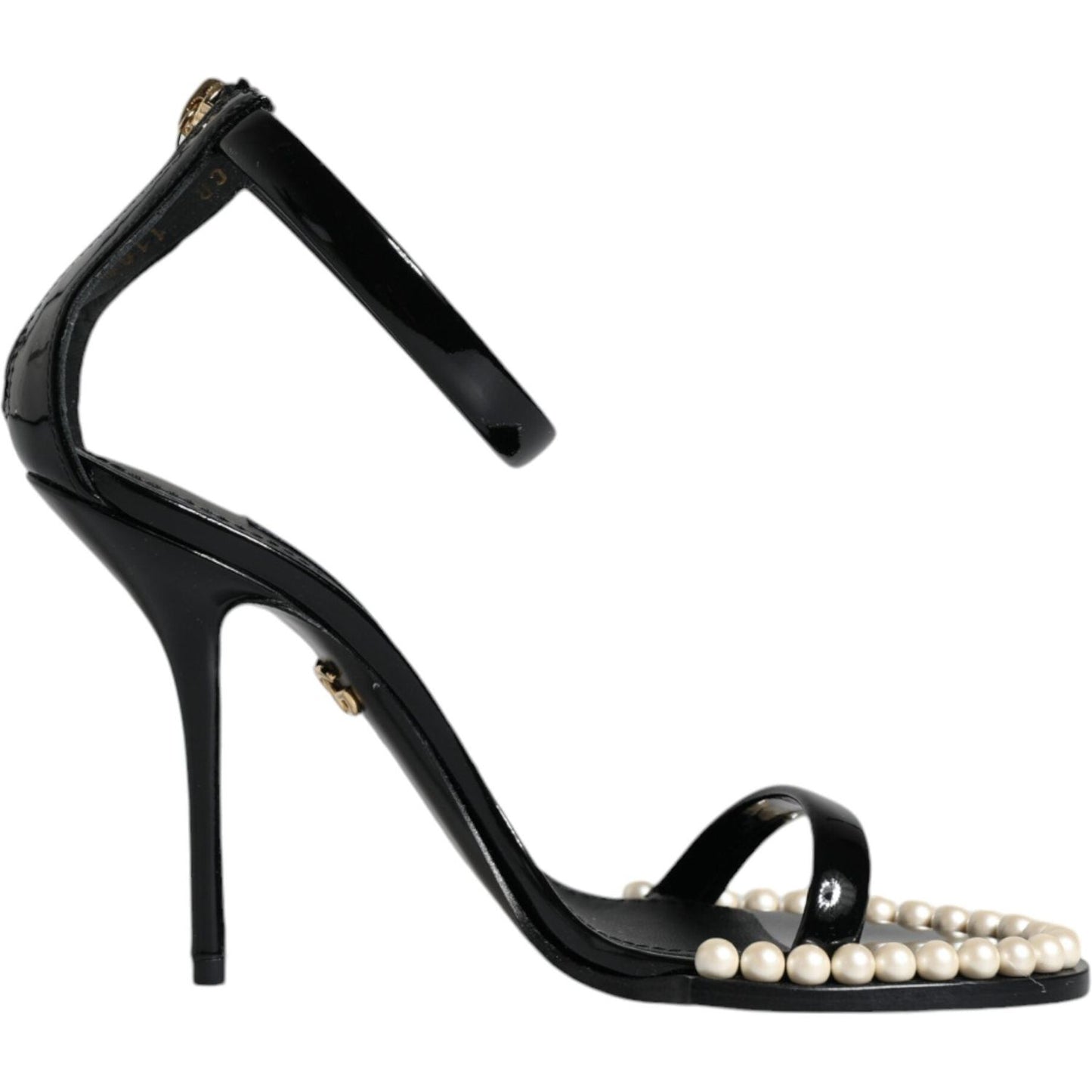 Dolce & Gabbana Black Keira Leather Faux Pearl Sandals Heels Shoes Dolce & Gabbana