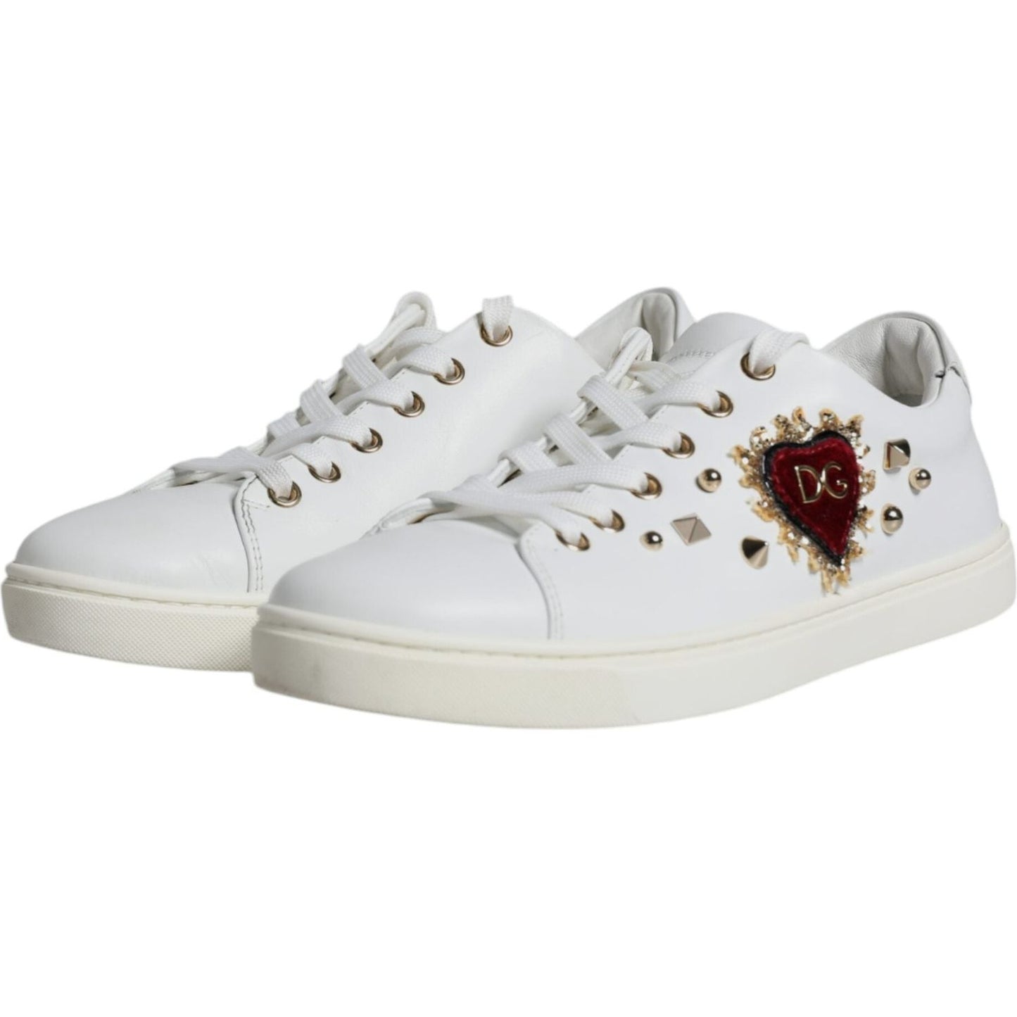 Dolce & Gabbana White Portofino Sacred Heart Sneakers Shoes Dolce & Gabbana