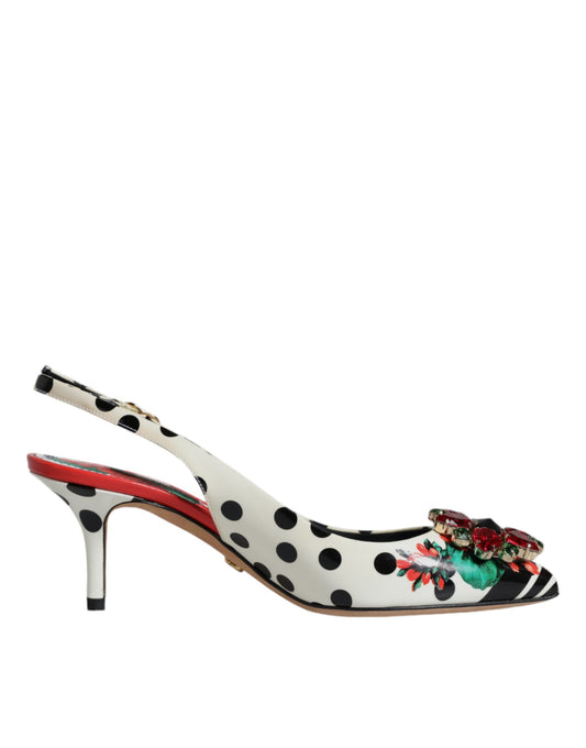 Dolce & Gabbana Multicolor Leather Crystal Heels Slingback Shoes Dolce & Gabbana