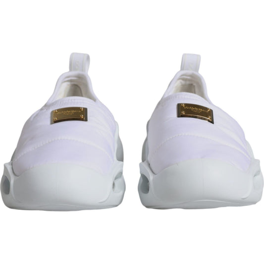 Dolce & Gabbana White Padded Fabric Low Top Sneakers Shoes