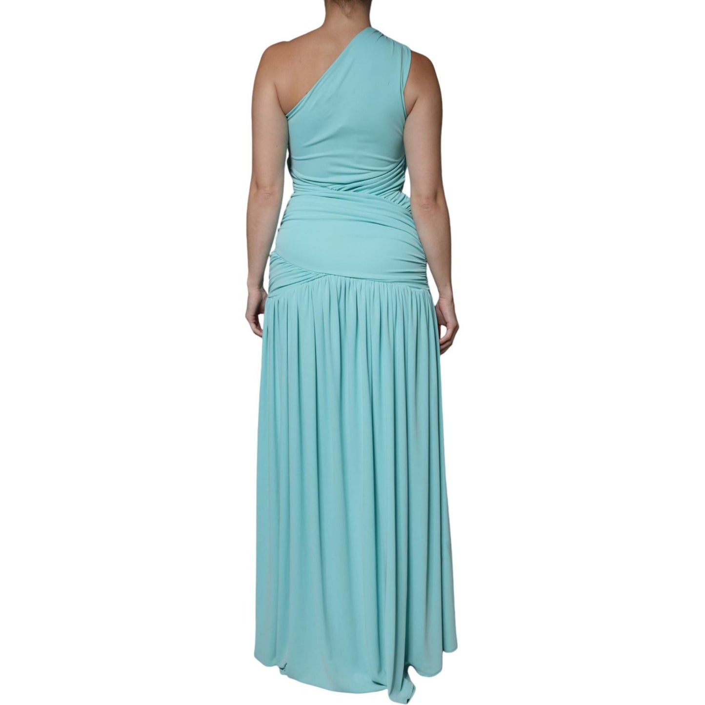 Christian Pellizzari Light Blue Jersey Long Drape One Shoulder Dress Christian Pellizzari