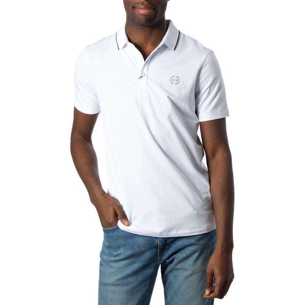 Armani Exchange White Cotton Polo Shirt Armani Exchange