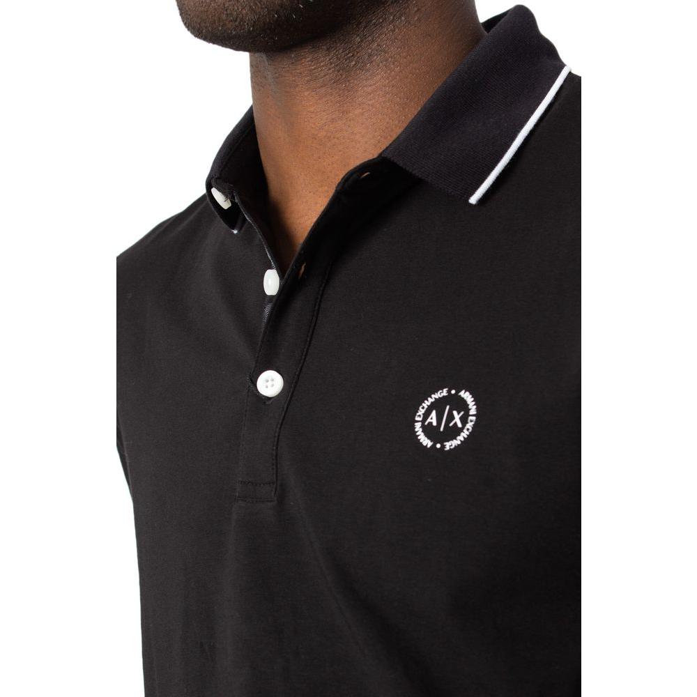 Armani Exchange Black Cotton Polo Shirt Armani Exchange