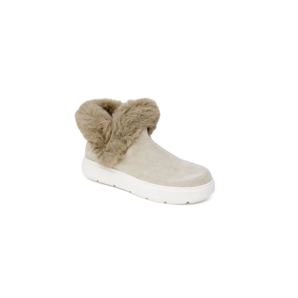 Love Moschino Beige Leather Chunky Sneakers