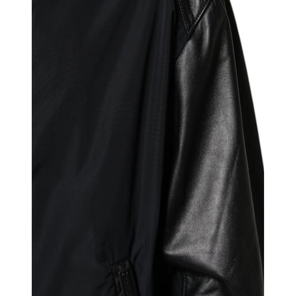 Dolce & Gabbana Black Hooded Full Zip Men Bomber Jacket