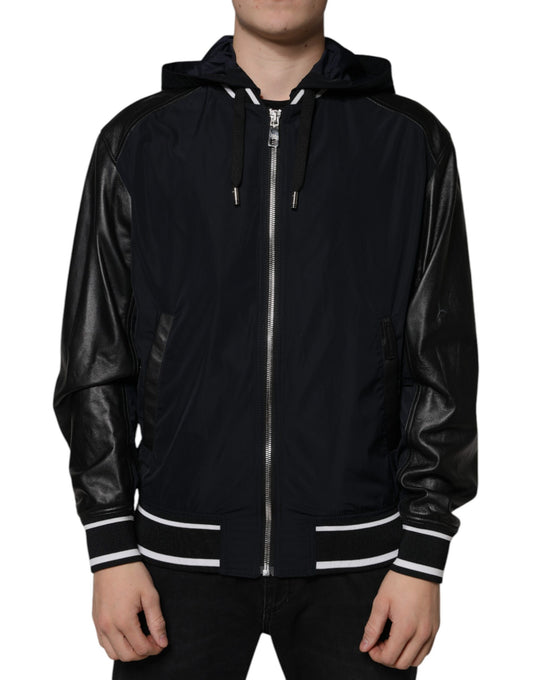 Dolce & Gabbana Black Hooded Full Zip Men Bomber Jacket Dolce & Gabbana