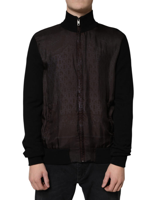 Dolce & Gabbana Black Logo Monogram Full Zip Bomber Jacket Dolce & Gabbana