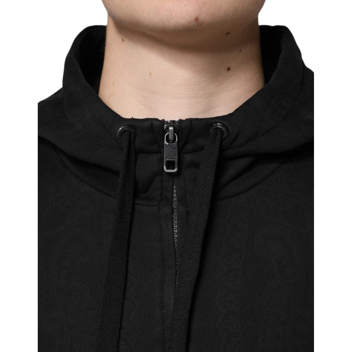 Dolce & Gabbana Black Cotton Full Zip Hooded Bomber Jacket Dolce & Gabbana