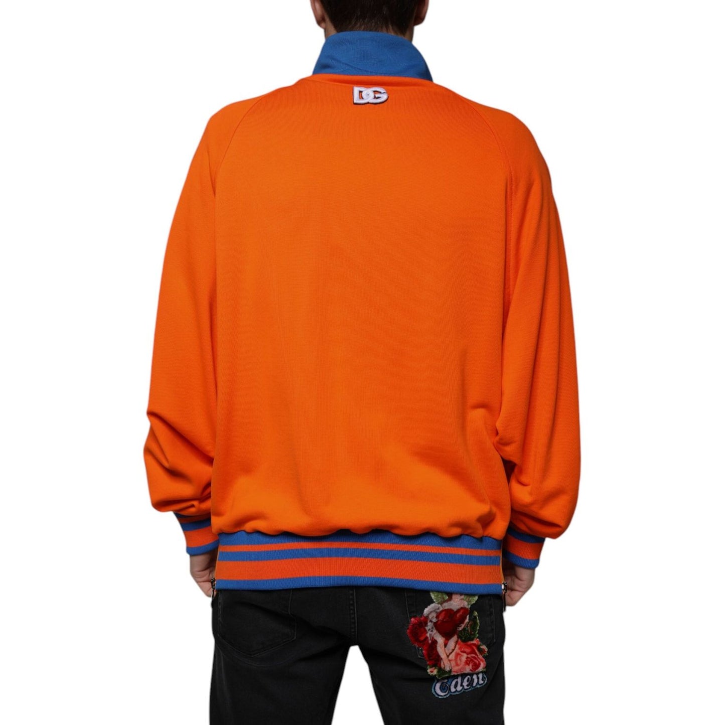 Dolce & Gabbana Orange Blue Full Zip Jersey Bomber Jacket Dolce & Gabbana