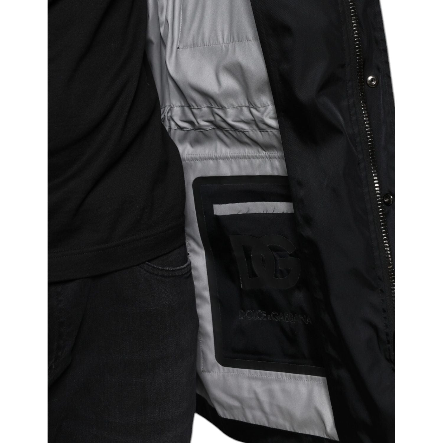 Dolce & Gabbana Black Nylon Winter Men Parka Coat Jacket