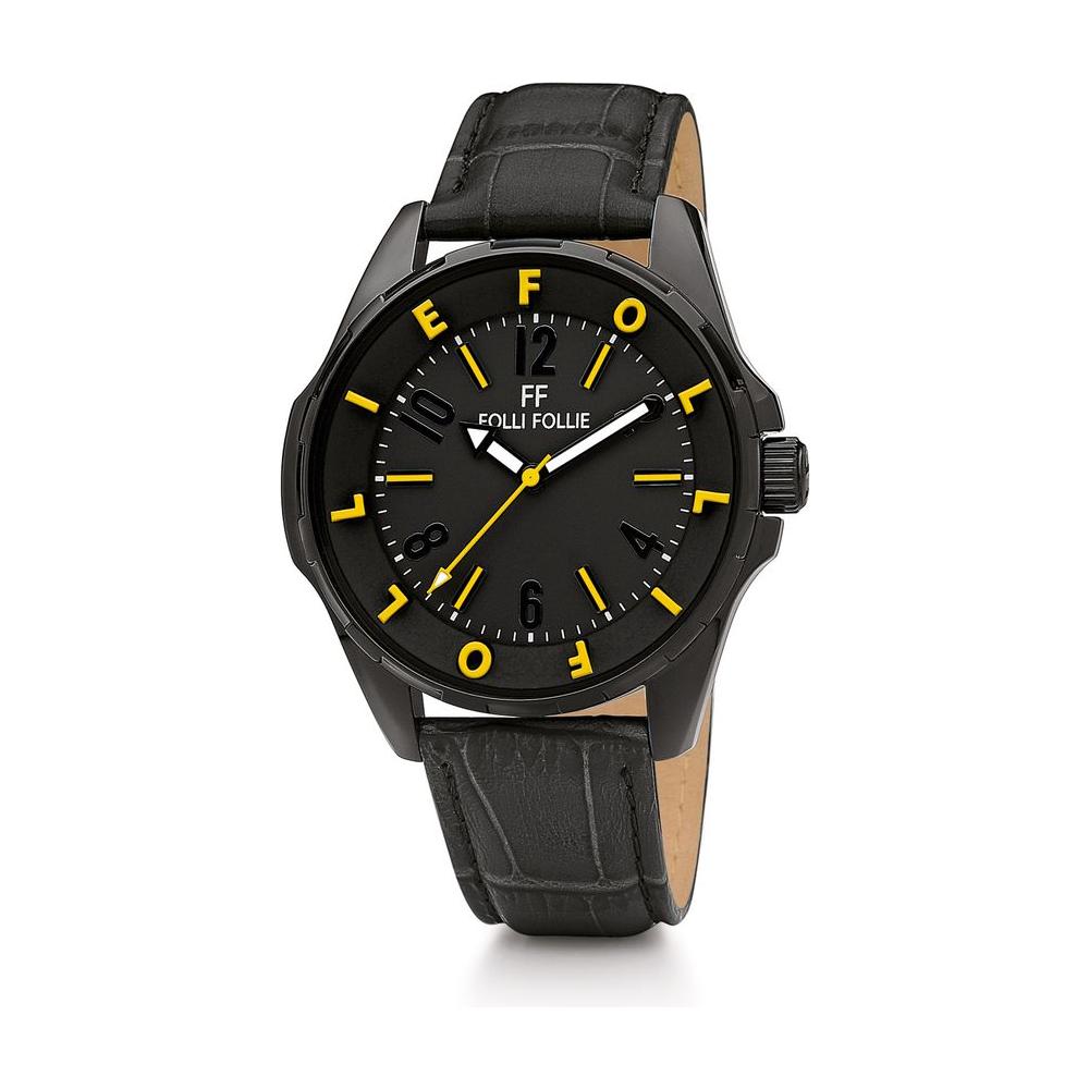 Folli Follie Black Leather Watch Folli Follie