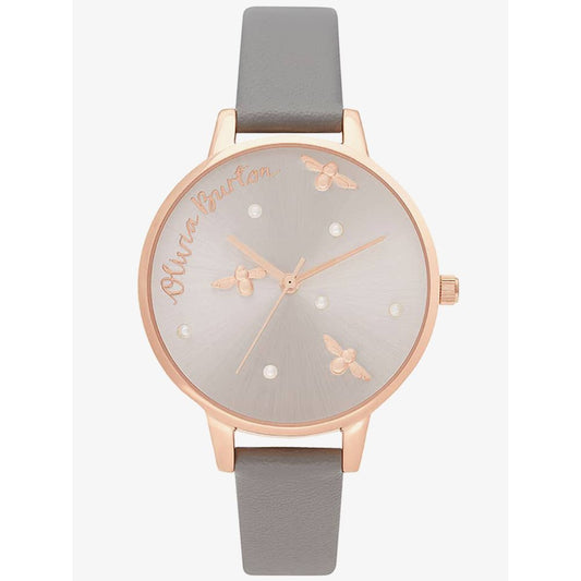 Olivia Burton Gray Artificial Leather Dress Watch