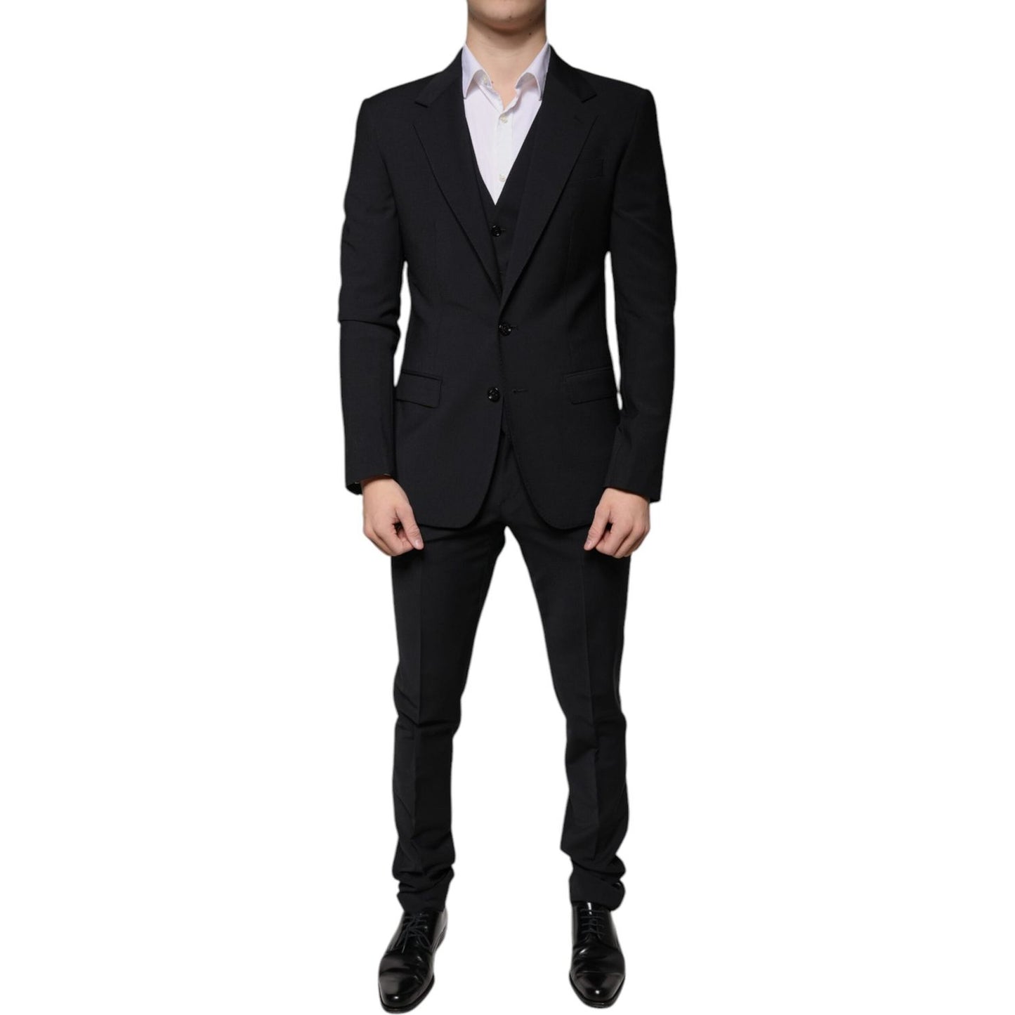 Dolce & Gabbana Black Wool MARTINI Formal 3 Piece Suit Dolce & Gabbana Black