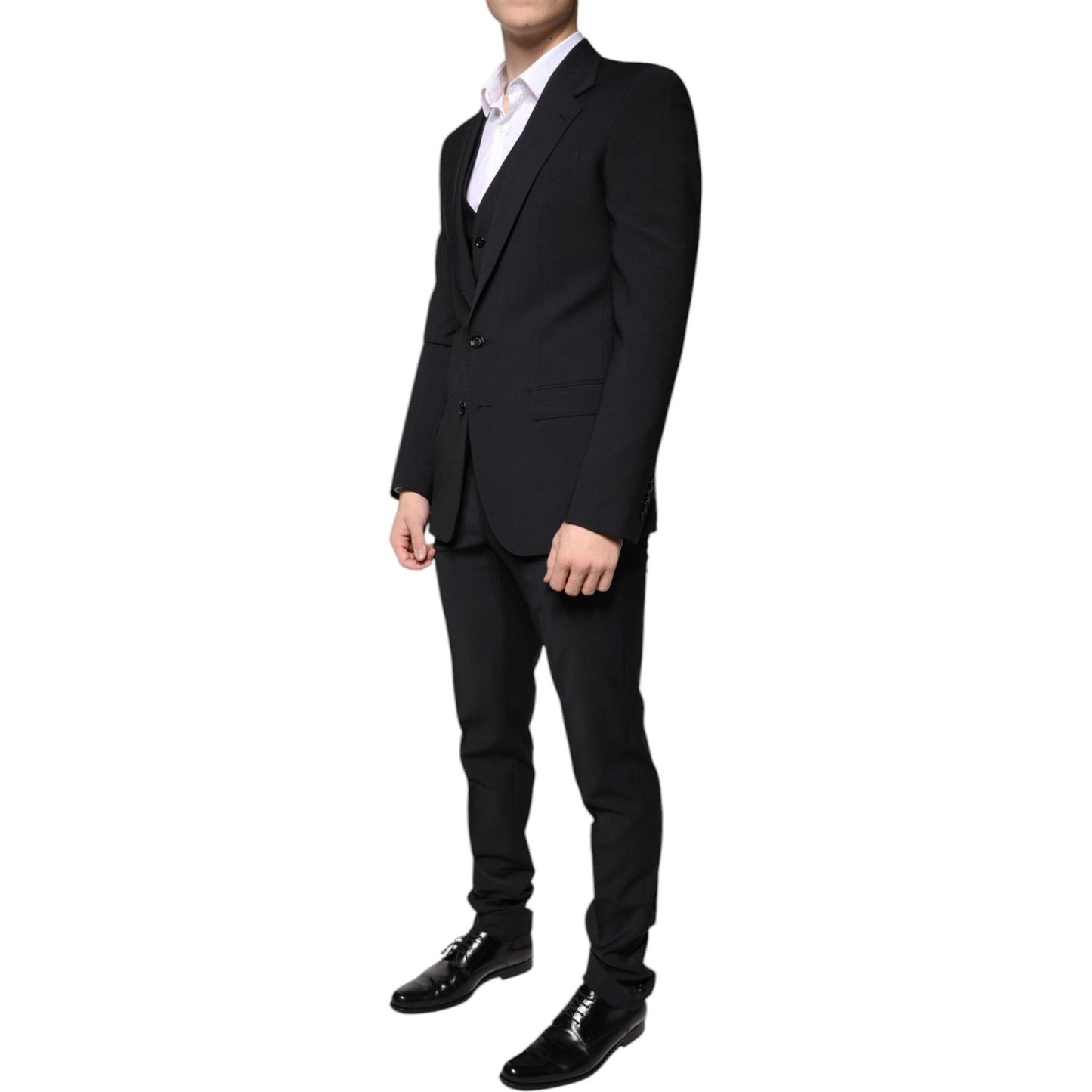 Dolce & Gabbana Black Wool MARTINI Formal 3 Piece Suit Dolce & Gabbana Black