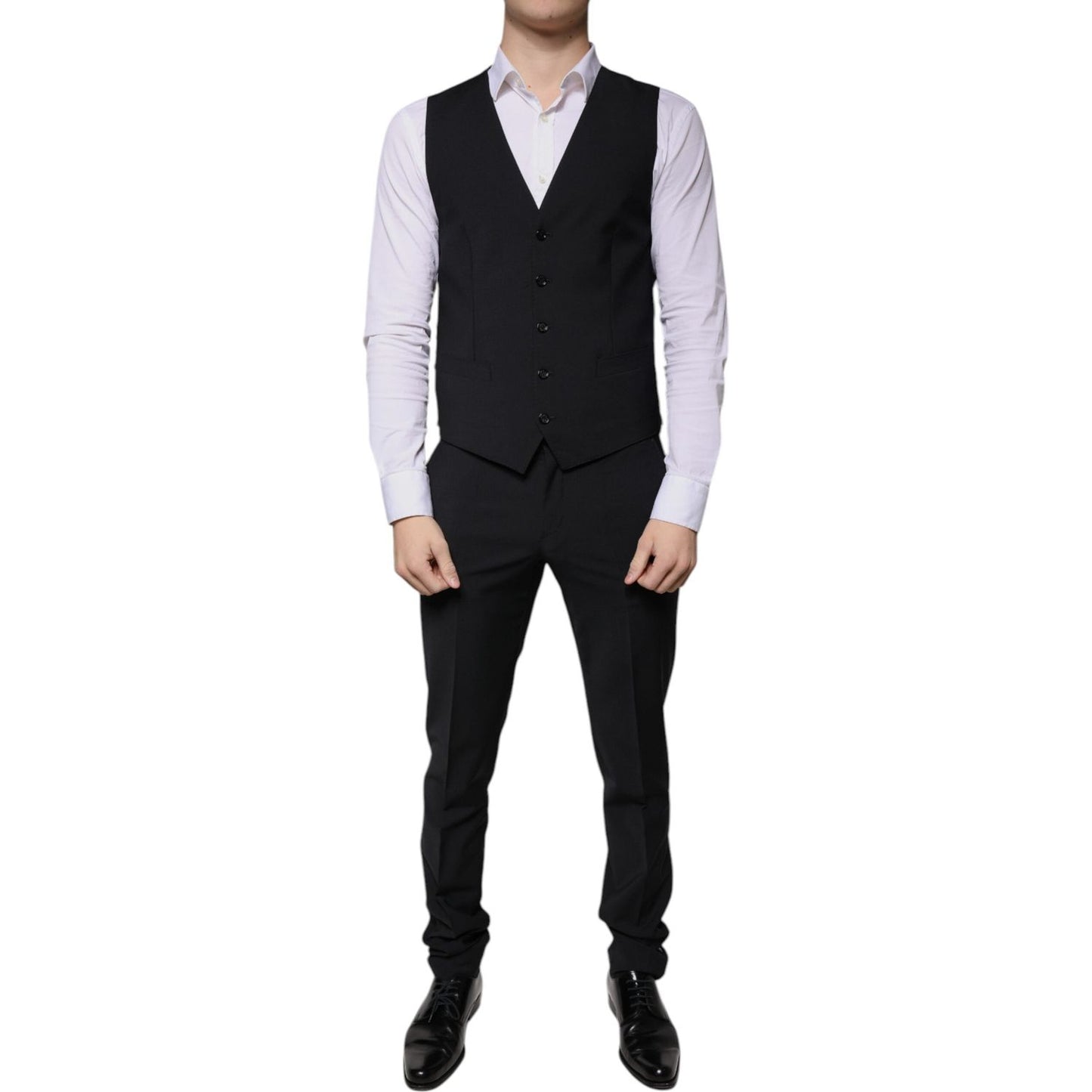 Dolce & Gabbana Black Wool MARTINI Formal 3 Piece Suit Dolce & Gabbana Black