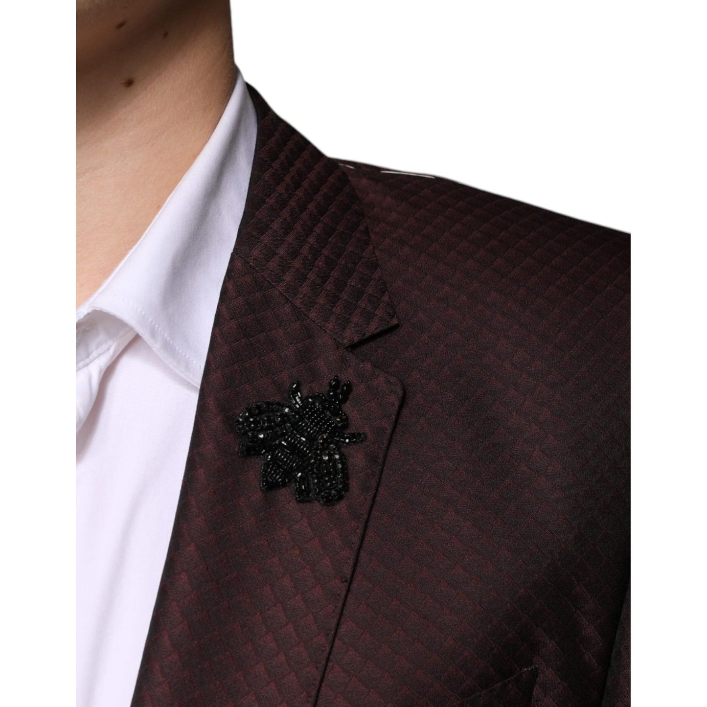 Dolce & Gabbana Maroon Deck Card Crown 2 Piece Formal Suit Dolce & Gabbana Light Gray