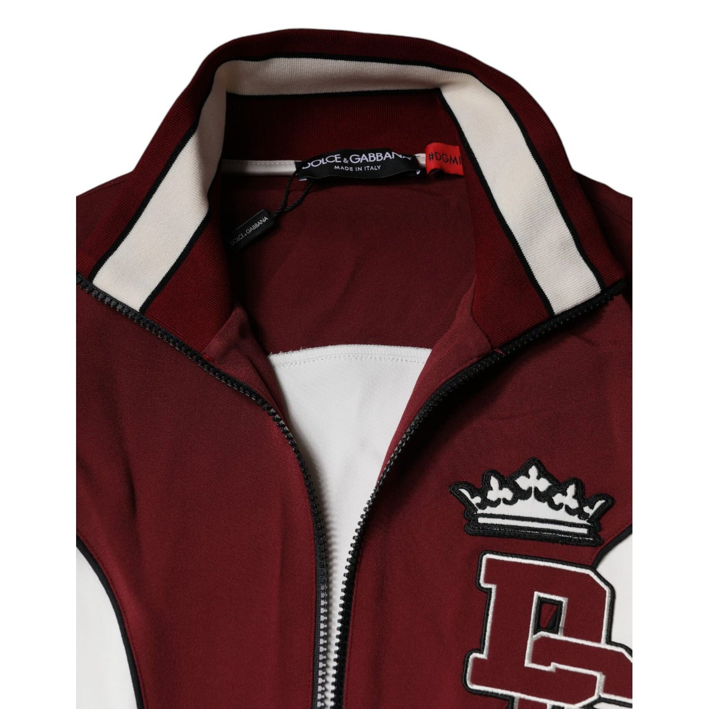 Dolce & Gabbana Red White Logo Full Zip Sweatshirt Sweater