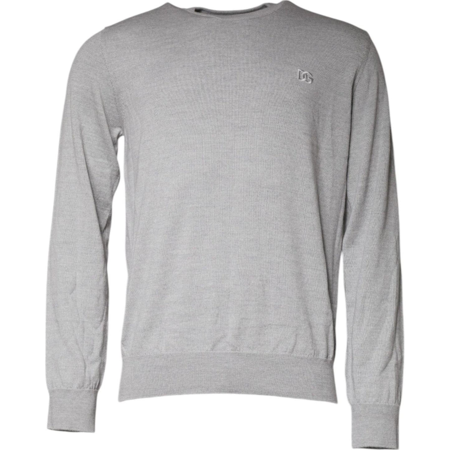 Dolce & Gabbana Light Gray Wool Crew Neck Pullover Sweater Dolce & Gabbana Dark Gray