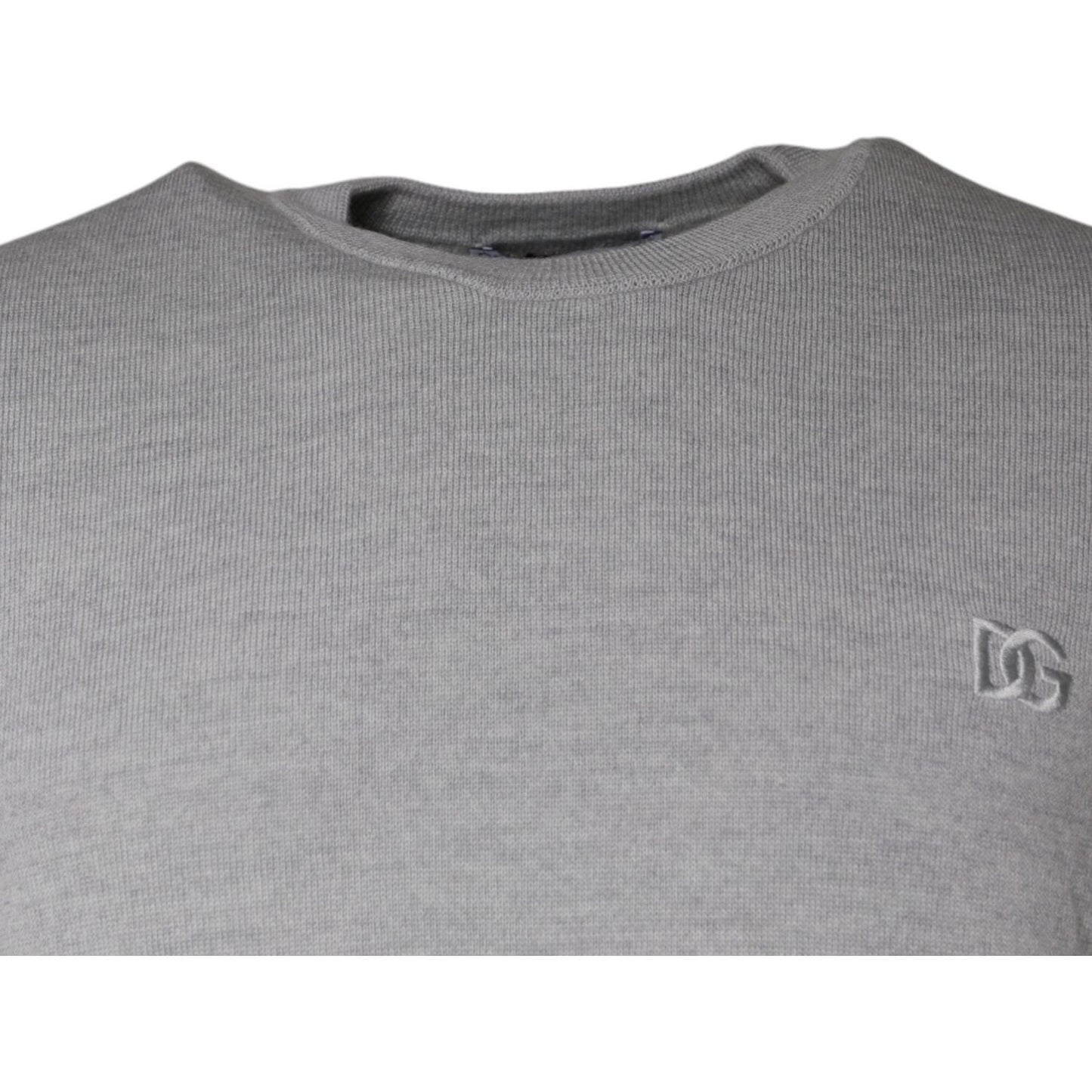 Dolce & Gabbana Light Gray Wool Crew Neck Pullover Sweater Dolce & Gabbana Light Slate Gray