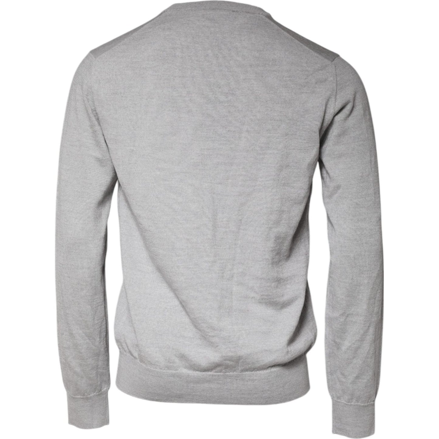 Dolce & Gabbana Light Gray Wool Crew Neck Pullover Sweater Dolce & Gabbana Dark Gray
