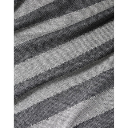 Dolce & Gabbana Gray Stripes Long Sleeve Round Neck Pullover Sweater