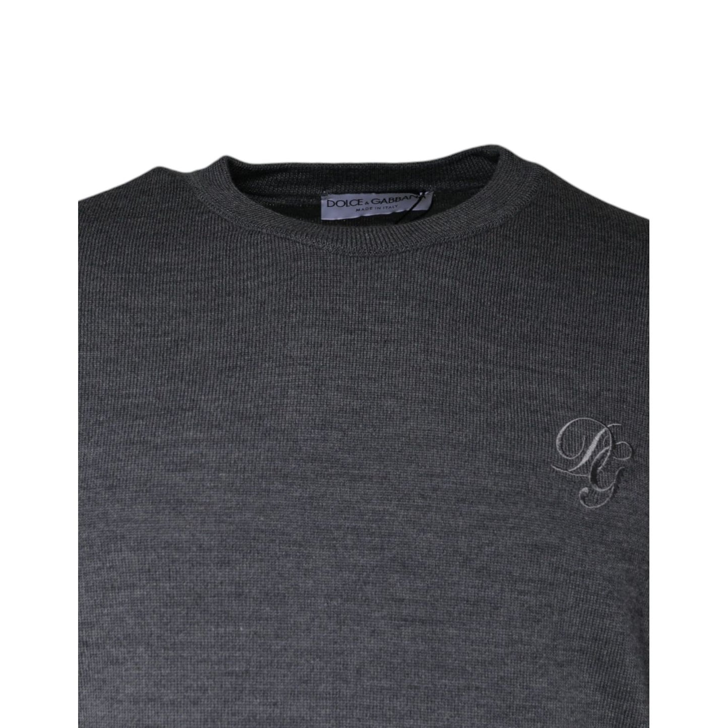 Dolce & Gabbana Dark Gray Wool Crew Neck Pullover Sweater