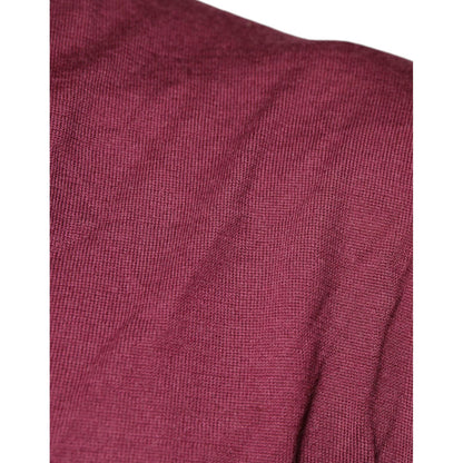 Dolce & Gabbana Maroon Cashmere V-neck Men Pullover Sweater