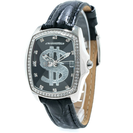 Chronotech Black Leather Dress Watch Chronotech