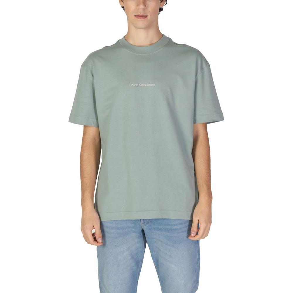 Calvin Klein Jeans Green Cotton T-Shirt Calvin Klein Jeans Dark Gray