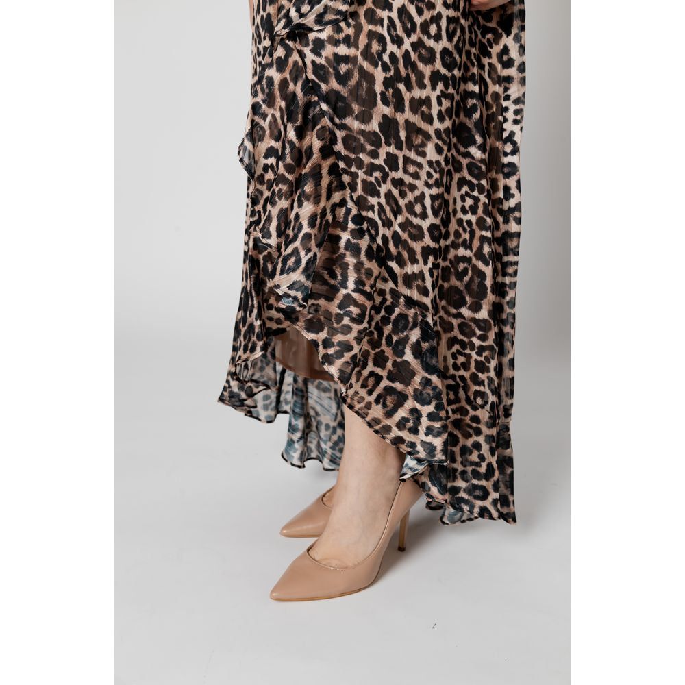 Guess Brown Polyester Dress Guess Gray