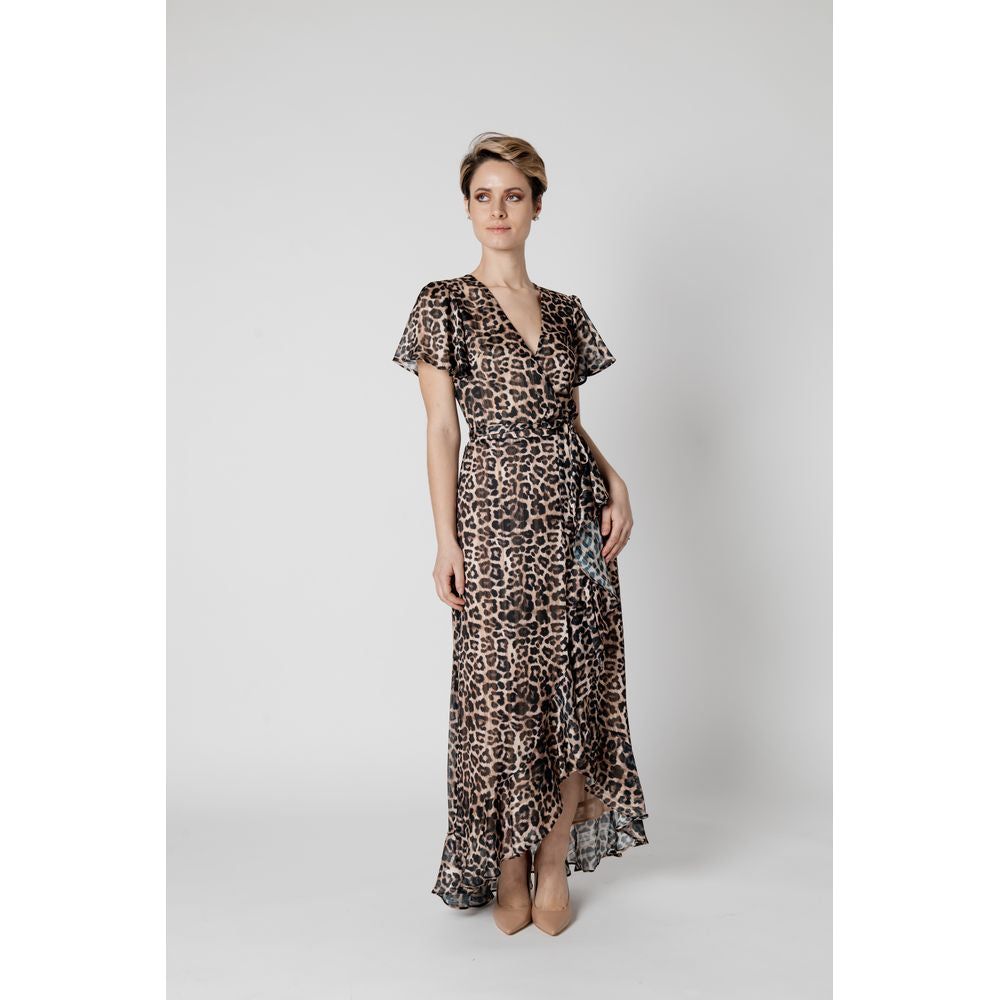 Guess Brown Polyester Dress Guess Light Gray