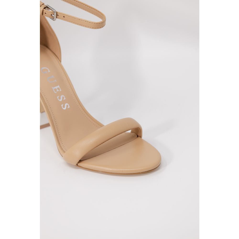 Guess Beige Leather Sandal Guess Light Gray