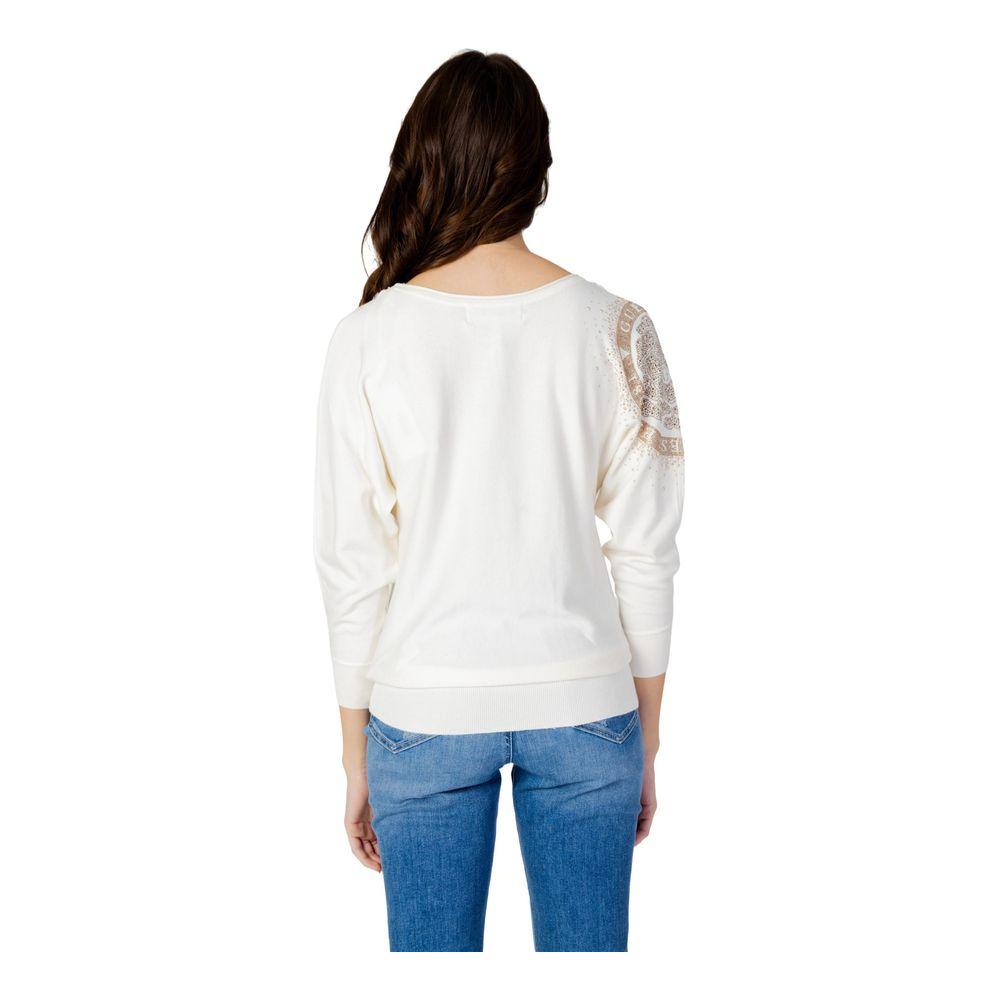 Guess White Viscose Tops & T-Shirt Guess Light Gray