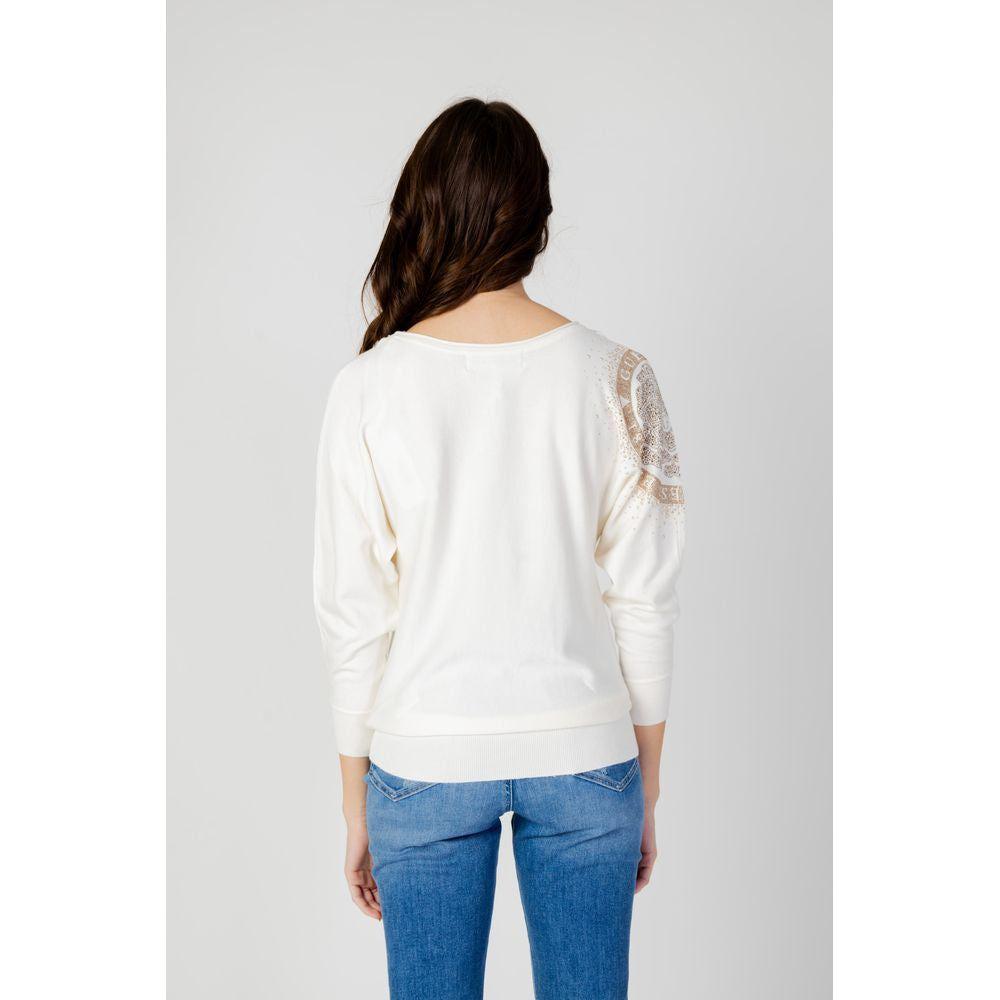 Guess White Viscose Tops & T-Shirt Guess Light Gray