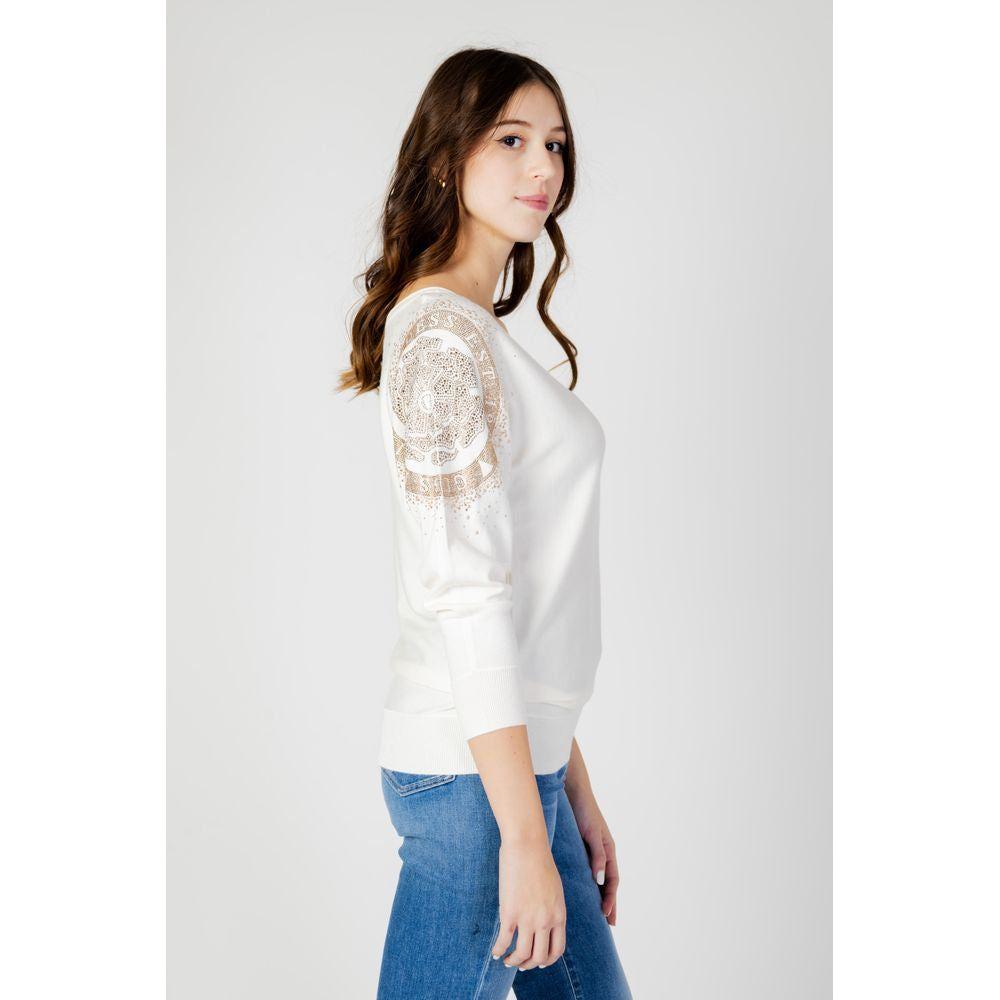 Guess White Viscose Tops & T-Shirt Guess Light Gray