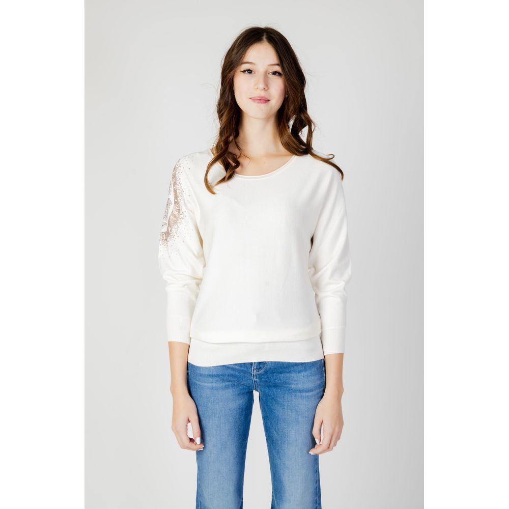Guess White Viscose Tops & T-Shirt Guess Light Gray
